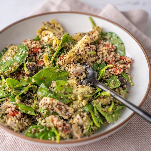 Pesto Chicken Salad with Roasted Veggies