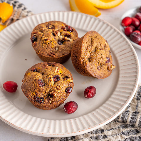Orange Cranberry Walnut Paleo Muffins