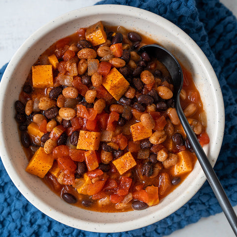 Roasted Sweet Potato and Black Bean Chili - Stock Your Freezer