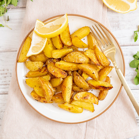 Lemon Oregano Roasted Potatoes - Stock Your Freezer