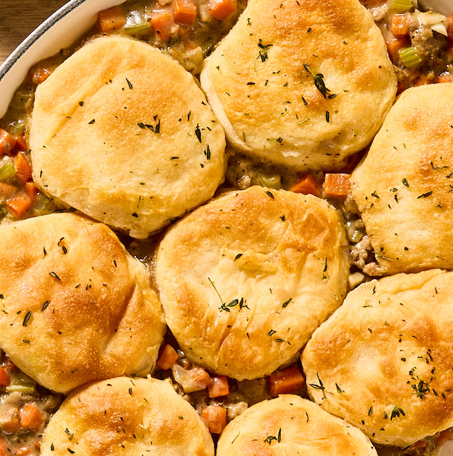 Turkey Shepherd's & Buttermilk Biscuit Pie - Stock Your Freezer