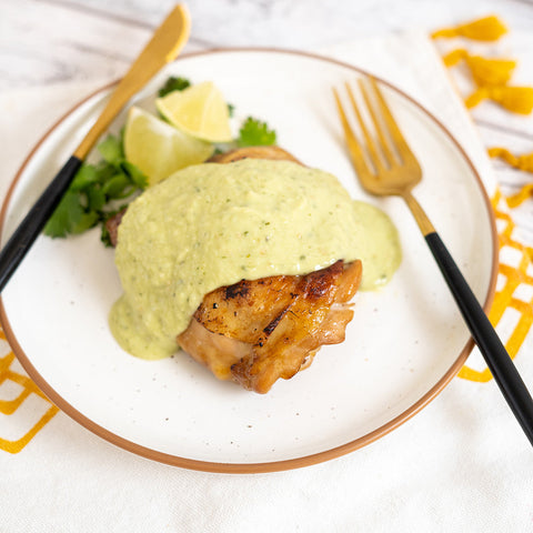 Peruvian-Style Roasted Chicken Thighs with Aji Verde - Stock Your Freezer