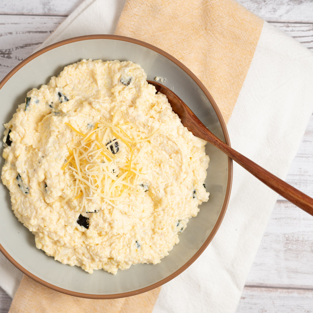 Roasted Poblano Creamy Polenta - Stock Your Freezer