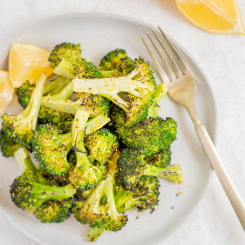 Lemon Parmesan Roasted Broccoli - Stock Your Freezer
