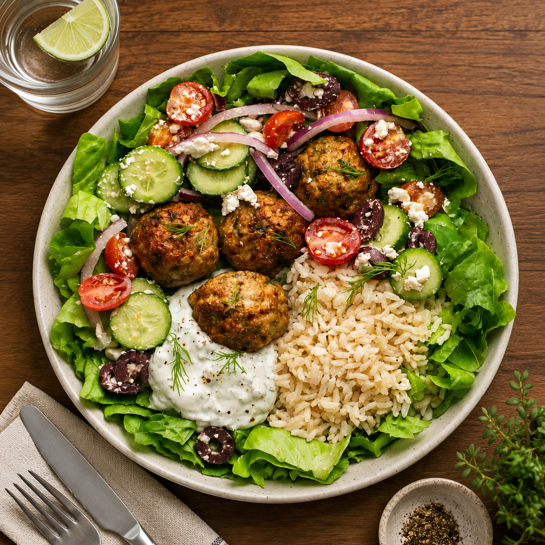 Mediterranean Harissa Meatball Bowl