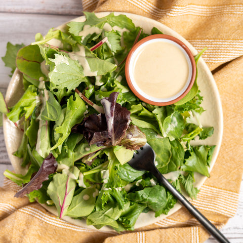 Baby Lettuce Salad with Creamy Dijon Vinaigrette