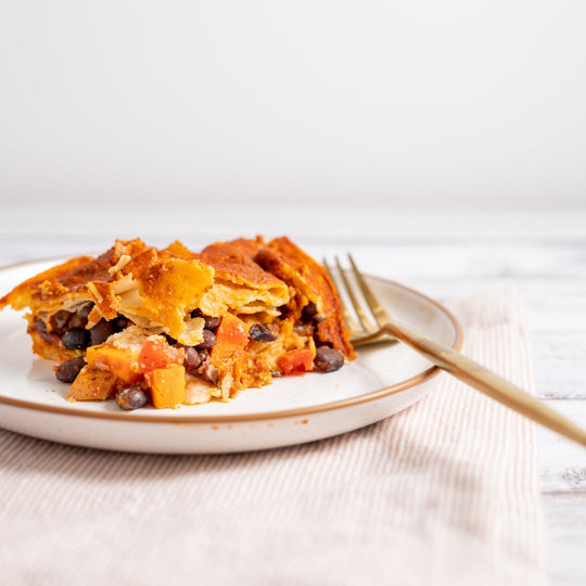 Vegan Sweet Potato and Black Bean Enchiladas - Stock Your Freezer