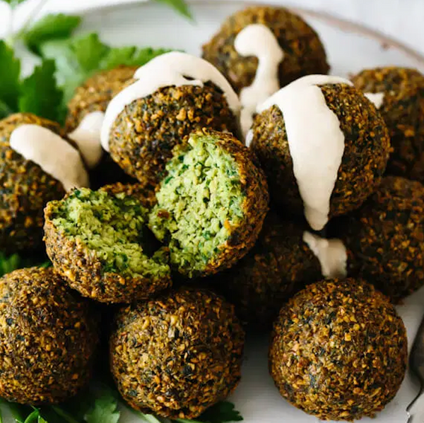 Green Chickpea Falafel & Tahini Dipping Sauce