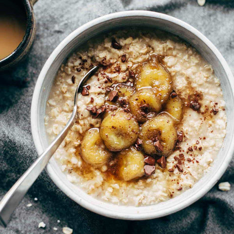 Irish Steel Cut Oats with Sauteed Maple Bananas and Toasted Pecans