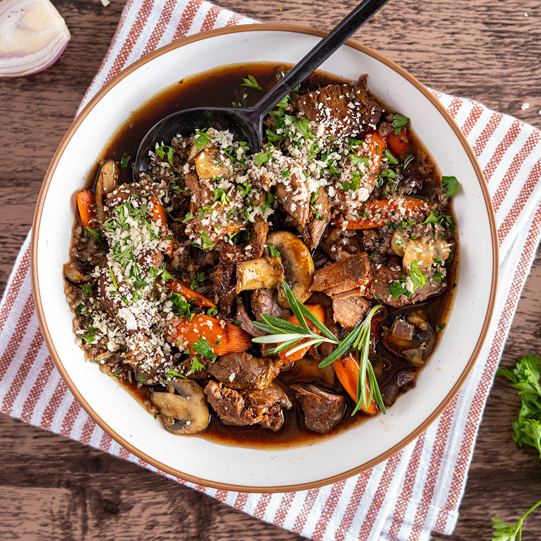 Beef Bourguignon & Polenta with Garlicky Gremolata