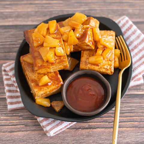 Char-Siu Tofu with Grilled Pineapple Chutney