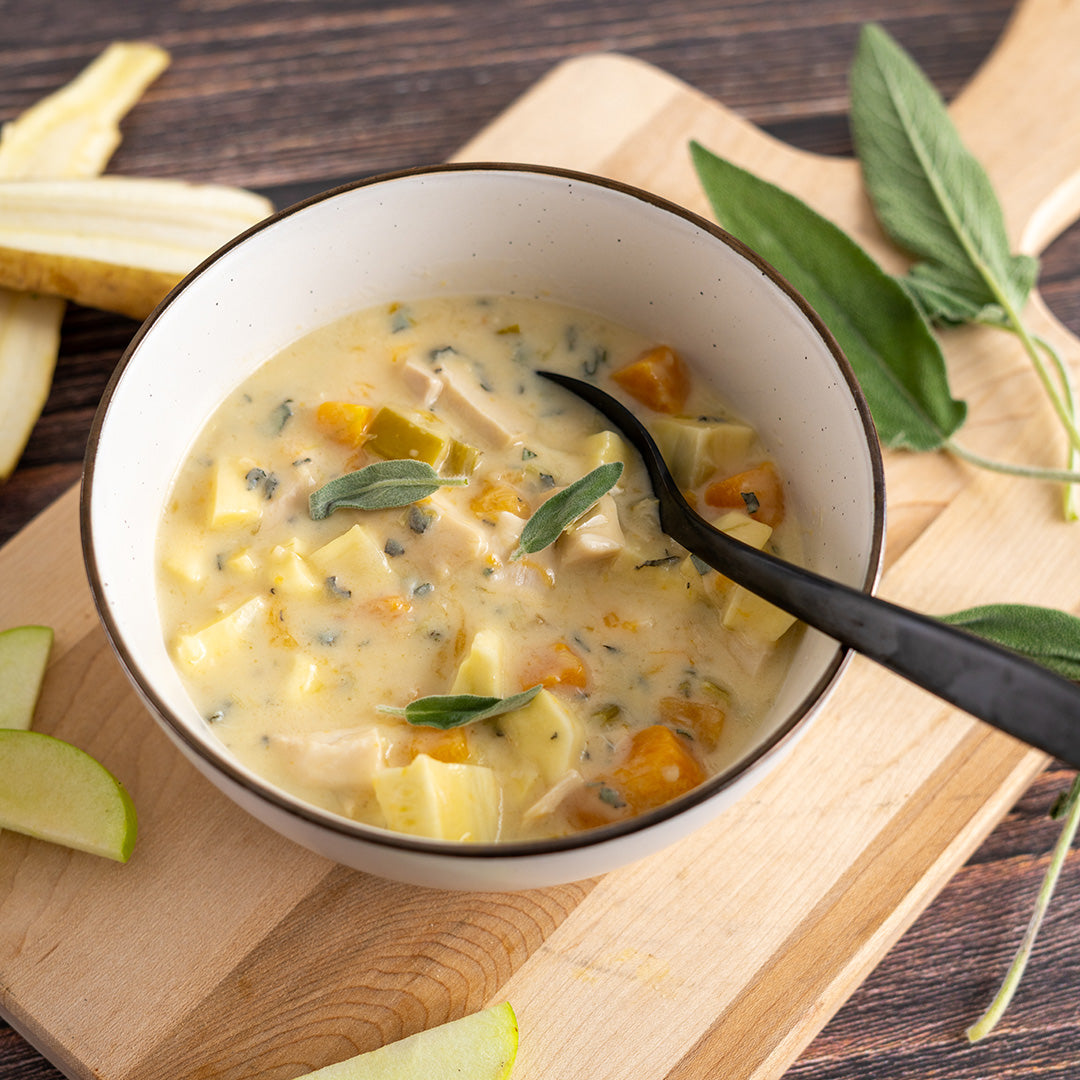 Chicken and Apple Stew with Butternut Squash - Stock Your Freezer