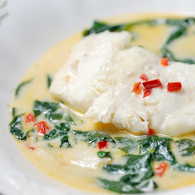 Wild Alaskan Cod with Coconut Cilantro Sauce