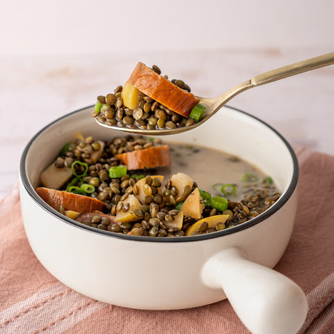Lentil Soup with Smoked Kielbasa and Apple - Stock your Freezer