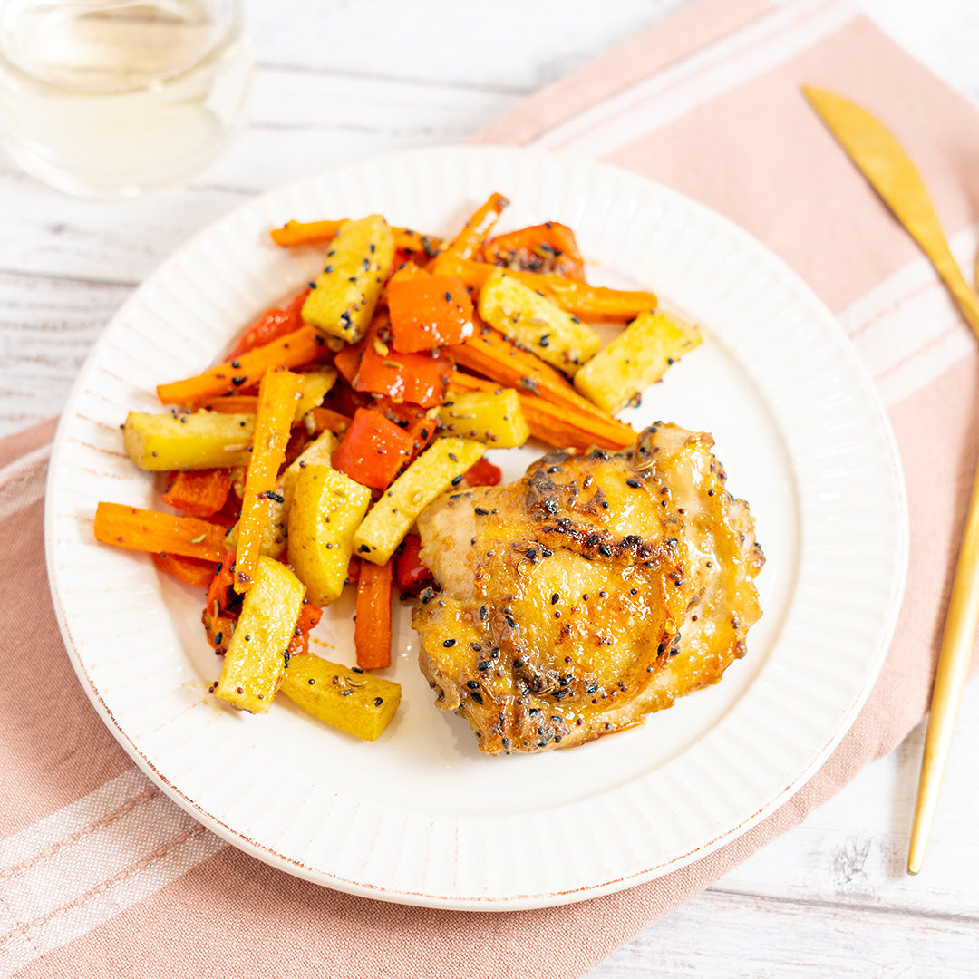 Bengali Chicken with Roasted Vegetables