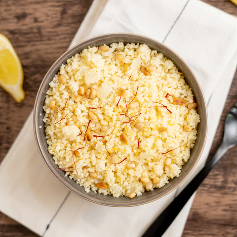 Lemony Saffron Couscous with Pine Nuts