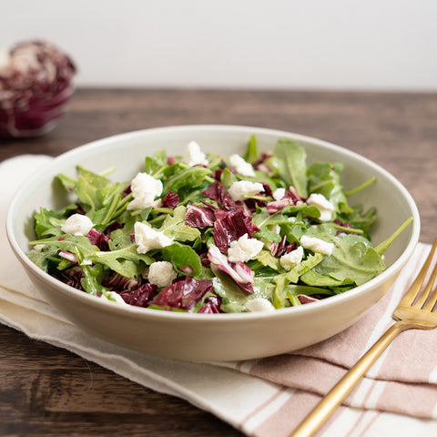 Arugula Radicchio Salad with Goat Cheese Crumbles