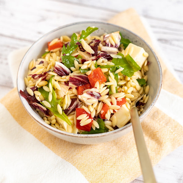 Orzo Salad with Radicchio, Pine Nuts and Provolone