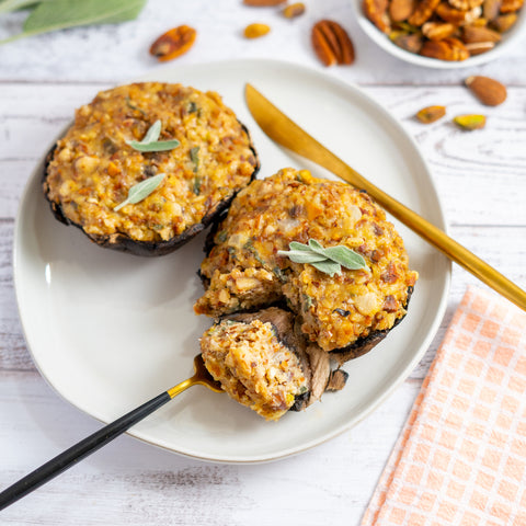 Creamy Nut-Stuffed Portobello Mushrooms