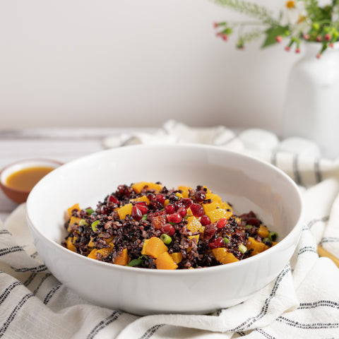 Black Rice Salad with Roasted Yams and Cranberries