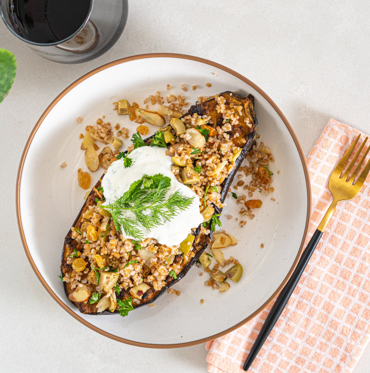 Chermoula Eggplant with Bulgur Salad - Stock Your Freezer