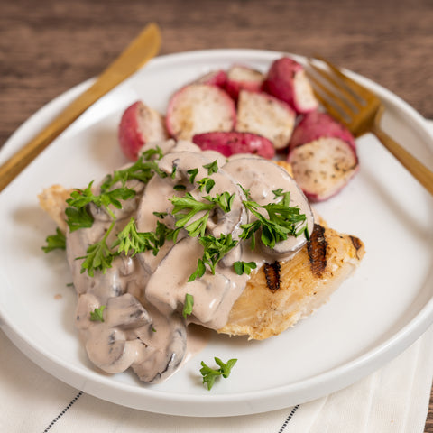 Roasted Chicken Breast with Porcini Mushroom Sauce