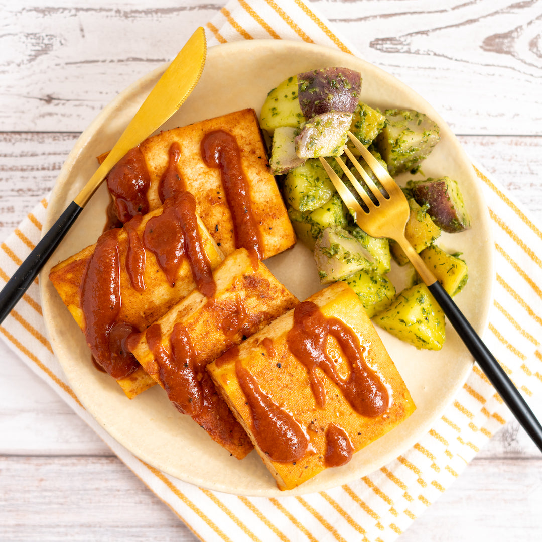 Chipotle BBQ Tofu and French Potato Salad