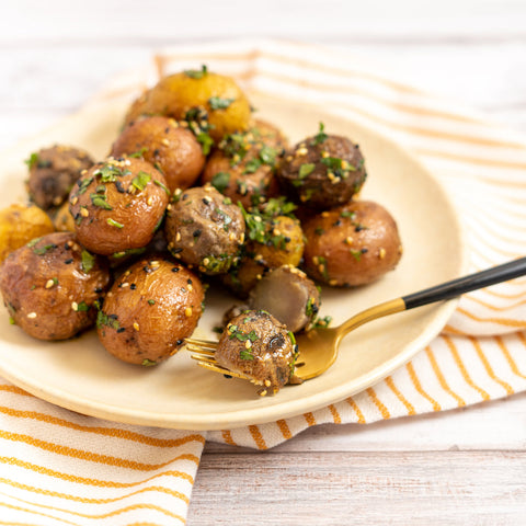Roasted Turmeric and Cumin Potatoes - Stock Your Freezer