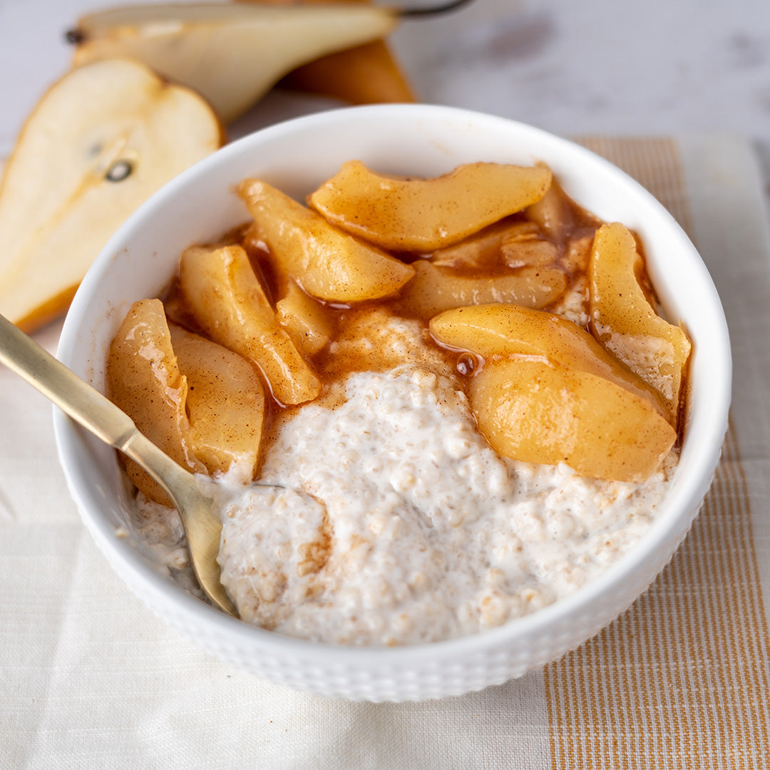Irish Steel Cut Oats with Caramelized Cardamom Pears