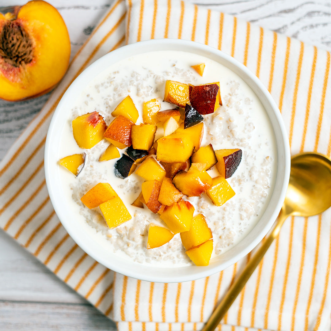 Peaches and Cream Steel Cut Oatmeal - Stock Your Freezer