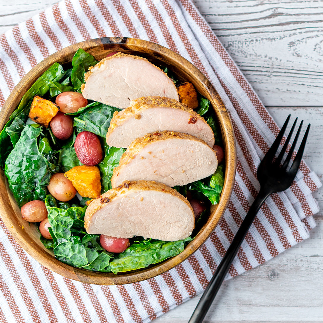 Spiced Pork and Kale Salad with Smoky Parmesan Vinaigrette
