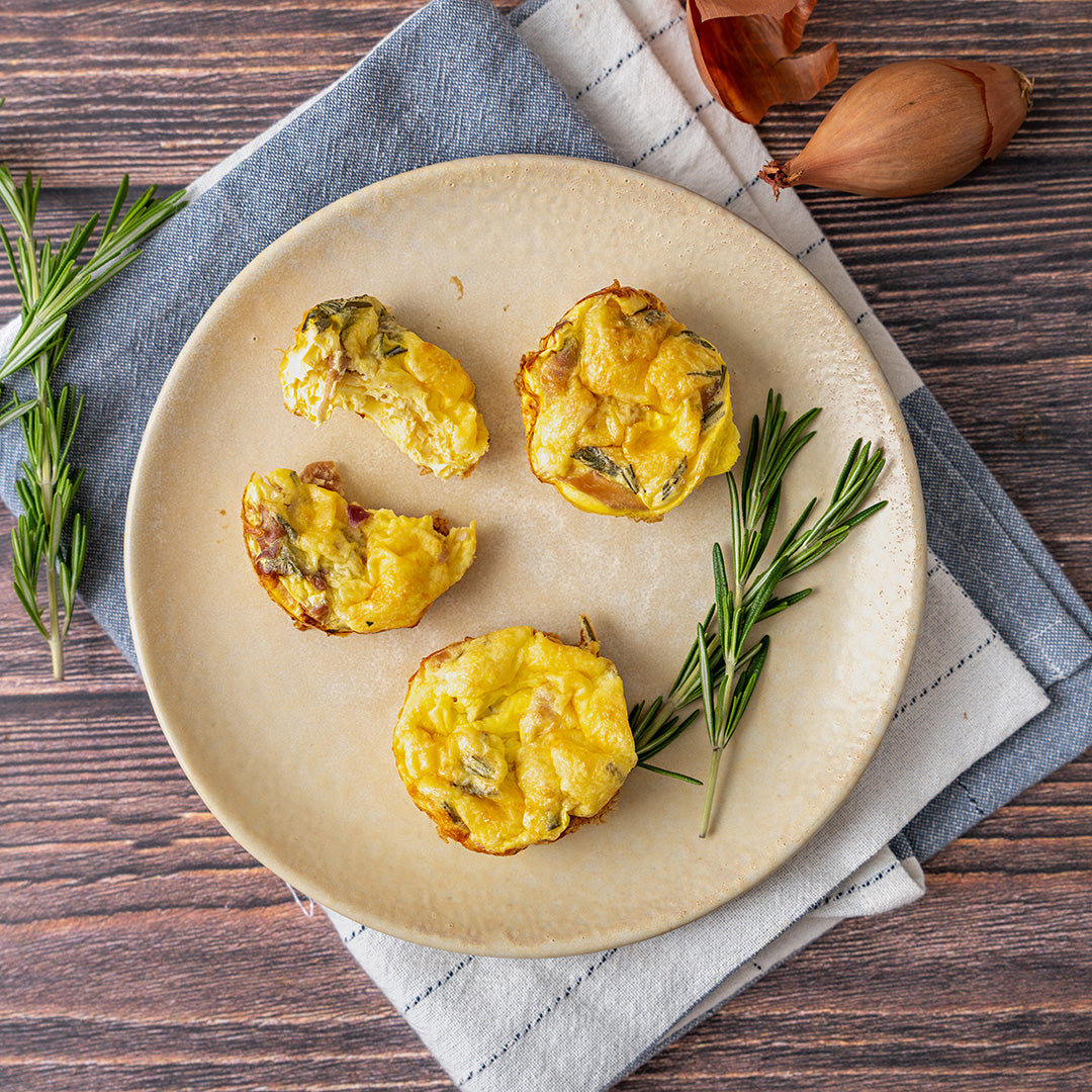 Rosemary Prosciutto and Caramelized Shallot Egg Muffins