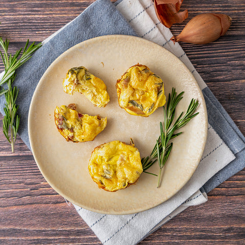 Rosemary Prosciutto and Caramelized Shallot Egg Muffins