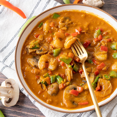 Coconut Red Curry with Shrimp and Fresh Veggies