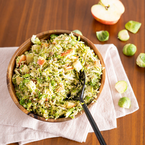 Shredded Brussels Sprouts with Bacon and Apples
