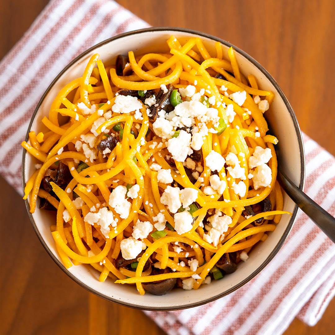 Family Style Shredded Butternut Salad with Dates and Feta