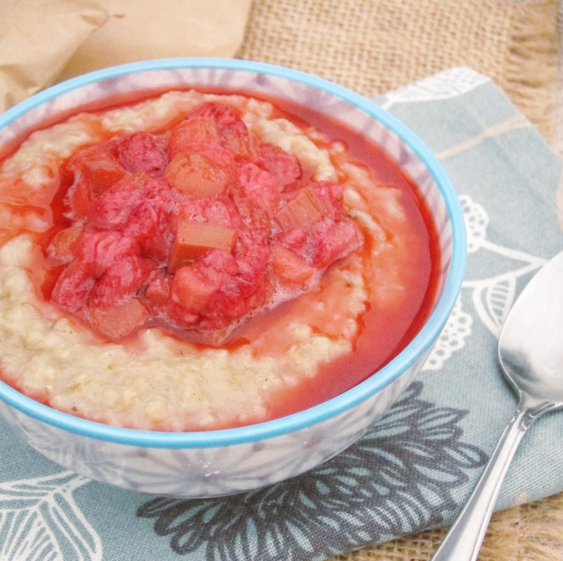 Irish Steel Cut Oats with Strawberry Rhubarb Compote