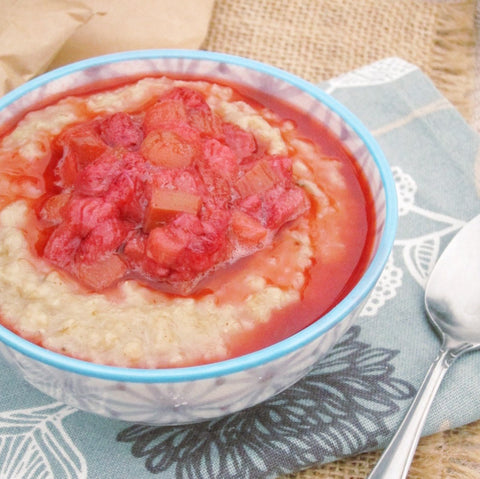 Irish Steel Cut Oats with Strawberry Rhubarb Compote