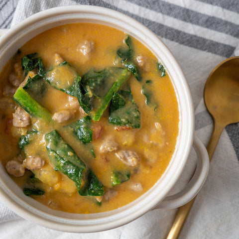 Sweet Potato and Italian Sausage with Kale Soup